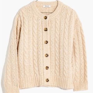 Madewell Cable Cardigan Sweater (Cream, Size Small)